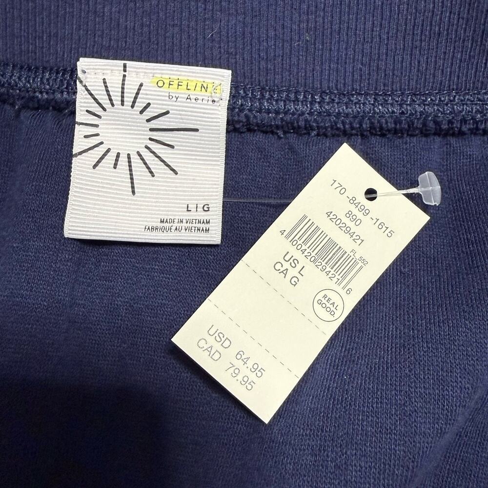 Offline by Aerie COFFEE RUN MAXI SKIRT L Navy Blue Quilted Knit Front Slit NEW - Picture 8 of 12